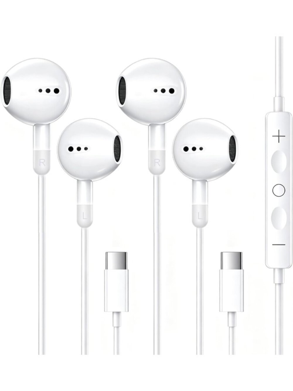 2 Pack USB C Headphones with Mic & Remote for iPhone 15-18 Pro, High-Quality